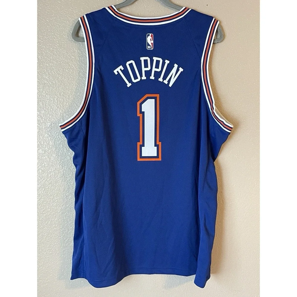 Men's 56 NWOT New York Knicks Obi Toppin #1 Jordan Brand Swingman Jersey Blue